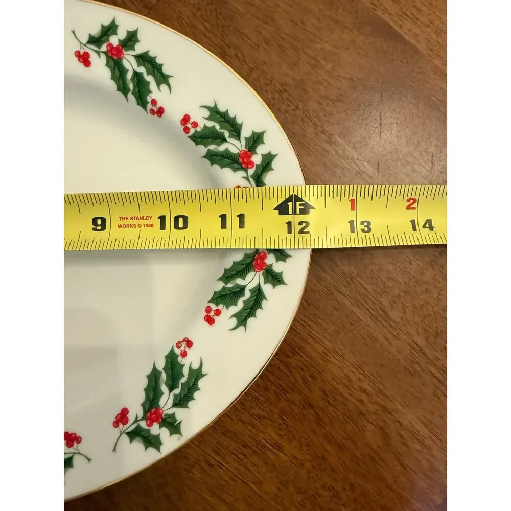 Christmas Holly Fine Porcelain 12 inch oval platter and nut dish.
